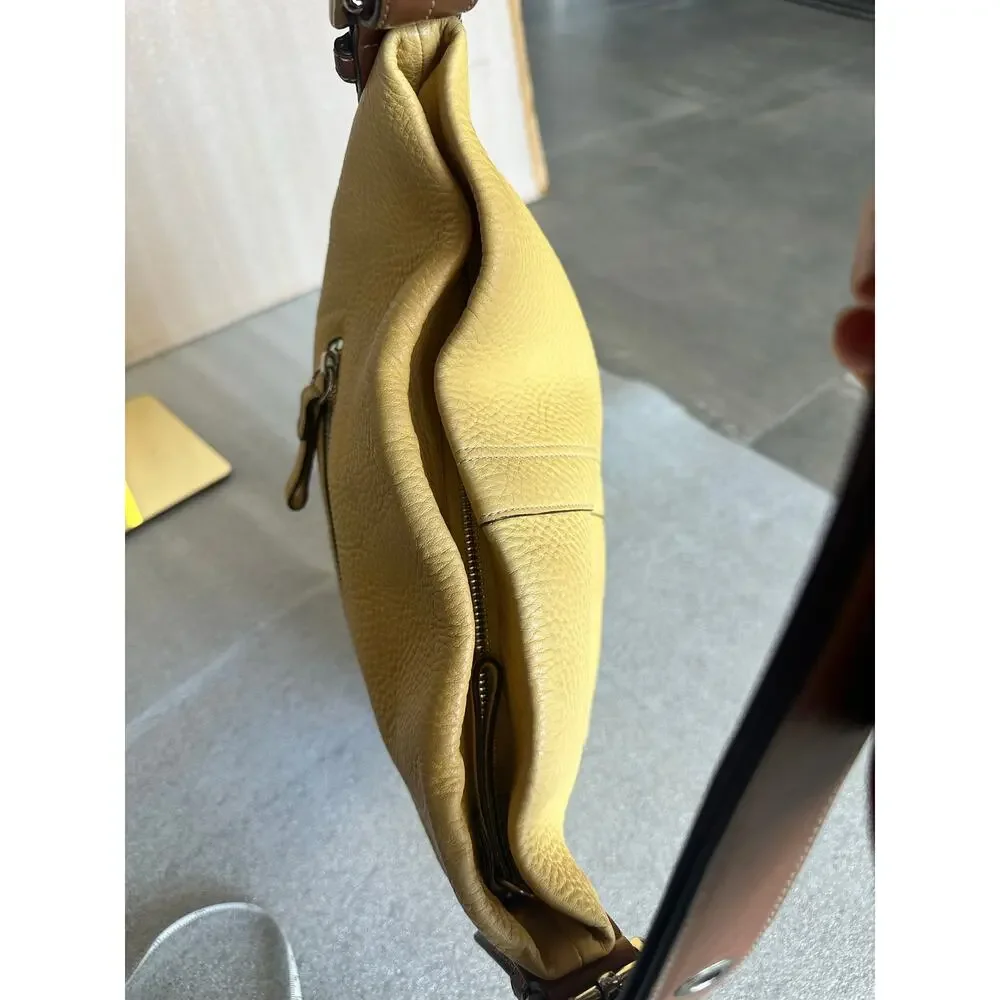 Coach Legacy F10940 Butter Yellow, British Ran Pebbled Leather Shoulder Hobo